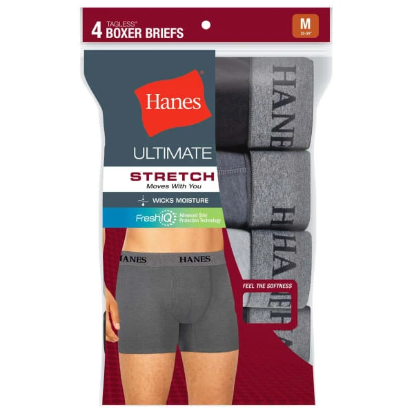 HANES Men's TAGLESS Ultimate Stretch Boxer Briefs, 4-Pack 1 HANES Men's TAGLESS Ultimate Stretch Boxer Briefs, 4-Pack