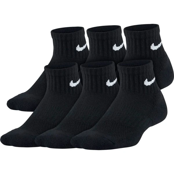 NIKE Boys' Performance Cushioned Quarter Training Socks, 6-Pack 1 NIKE Boys' Performance Cushioned Quarter Training Socks, 6-Pack