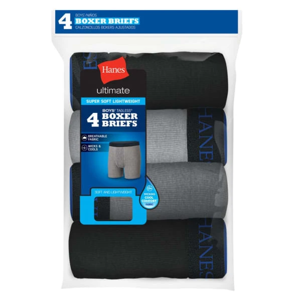 HANES Boys' Ultimate Lightweight Boxer Briefs, 4-Pack 1 HANES Boys' Ultimate Lightweight Boxer Briefs, 4-Pack