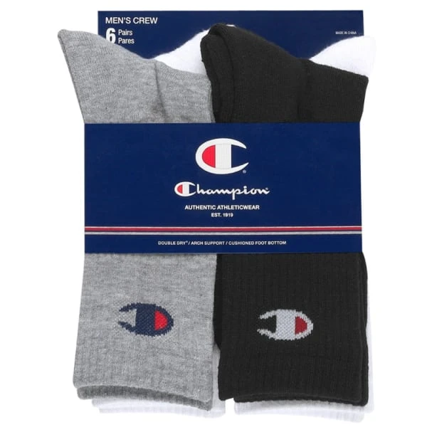 CHAMPION Men's Logo Crew Socks, 6-Pack 2 CHAMPION Men's Logo Crew Socks, 6-Pack - Image 2