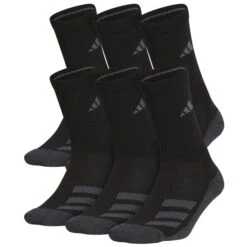 ADIDAS Youth Cushioned Angle Stripe Crew Socks, 6 Pack
