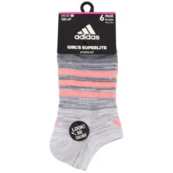 ADIDAS Girls' Superlite No-Show Socks, 6 Pairs 7 ADIDAS Girls' Superlite No-Show Socks, 6 Pairs -Chic Clothing Store 2074403 004 alt3