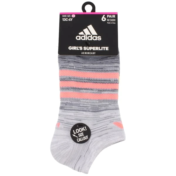 ADIDAS Girls' Superlite No-Show Socks, 6 Pairs 4 ADIDAS Girls' Superlite No-Show Socks, 6 Pairs - Image 4