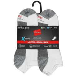 HANES Men's Ultra X-Temp Ultra Cushion Low Cut Socks, 6 Pack