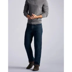 LEE Men's Relaxed Fit Flannel & Fleece Lined Straight Leg Jeans -Chic Clothing Store 2076357 402 alt2