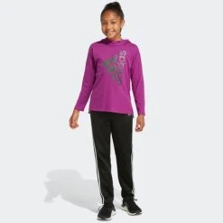 ADIDAS Girls' Long Sleeve Hooded Tee -Chic Clothing Store 2076887 501 alt2
