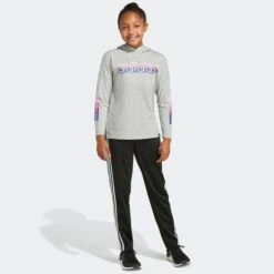 ADIDAS Girls' Long Sleeve Hooded Graphic Tee 8 ADIDAS Girls' Long Sleeve Hooded Graphic Tee -Chic Clothing Store 2076890 004 alt2