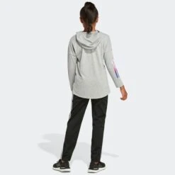 ADIDAS Girls' Long Sleeve Hooded Graphic Tee 9 ADIDAS Girls' Long Sleeve Hooded Graphic Tee -Chic Clothing Store 2076890 004 alt3
