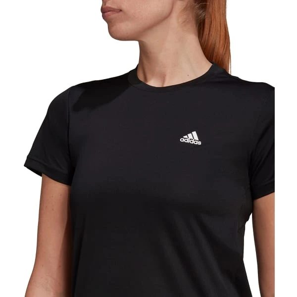 ADIDAS Women's Aeroready D2M 3-Stripe Short-Sleeve Tee 5 ADIDAS Women's Aeroready D2M 3-Stripe Short-Sleeve Tee - Image 5