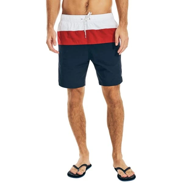 NAUTICA Men's Tri-Block Quick-Dry 8" Swim Shorts 1 NAUTICA Men's Tri-Block Quick-Dry 8" Swim Shorts