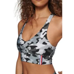 TOMMY HILFIGER SPORT Women's Camo Racerback Sports Bra -Chic Clothing Store 2081577 001 alt3