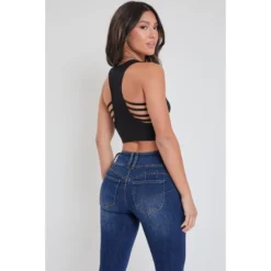 YMI Juniors' WannaBettaButt Mid Rise 3-Button Skinny Jean 8 YMI Juniors' WannaBettaButt Mid Rise 3-Button Skinny Jean -Chic Clothing Store 2083003 403 alt3