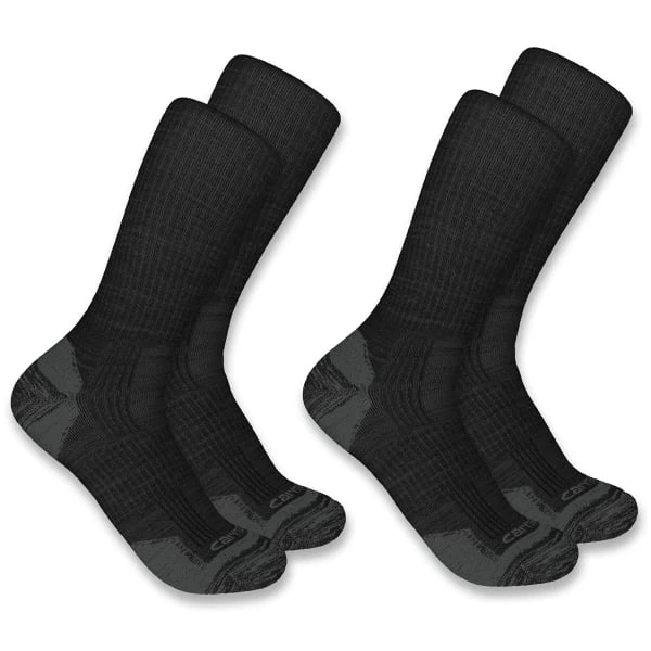 CARHARTT Men's Midweight Synthetic-Wool Blend Crew Sock, 2 Pack 1 CARHARTT Men's Midweight Synthetic-Wool Blend Crew Sock, 2 Pack