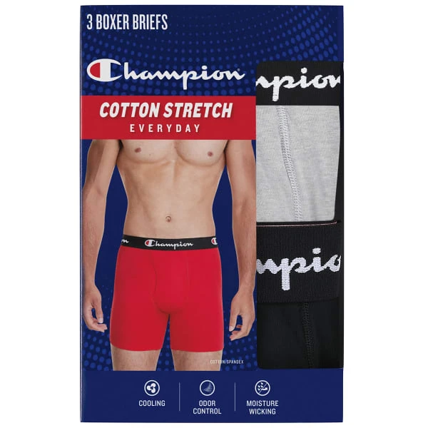 CHAMPION Men's Lightweight Stretch Boxer Briefs, 3 Pack 4 CHAMPION Men's Lightweight Stretch Boxer Briefs, 3 Pack - Image 4