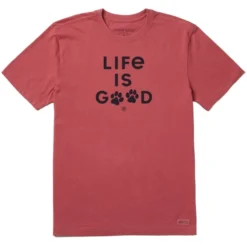 LIFE IS GOOD Men's Paw Print Short-Sleeve Crusher Tee