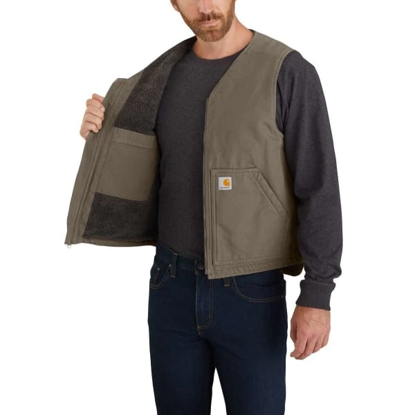 CARHARTT Men's 104394 Relaxed Fit Washed Duck Sherpa-Lined Vest, Extended Sizes 4 CARHARTT Men's 104394 Relaxed Fit Washed Duck Sherpa-Lined Vest, Extended Sizes - Image 4