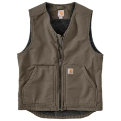 CARHARTT Men's 104394 Relaxed Fit Washed Duck Sherpa-Lined Vest, Extended Sizes
