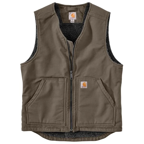 CARHARTT Men's 104394 Relaxed Fit Washed Duck Sherpa-Lined Vest, Extended Sizes 1 CARHARTT Men's 104394 Relaxed Fit Washed Duck Sherpa-Lined Vest, Extended Sizes