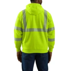CARHARTT Men's 104988 High-Visibility Rain Defender Loose Fit Midweight Thermal-Lined Full-Zip Class 3 Sweatshirt, Extended Sizes -Chic Clothing Store 2089907 335 alt2